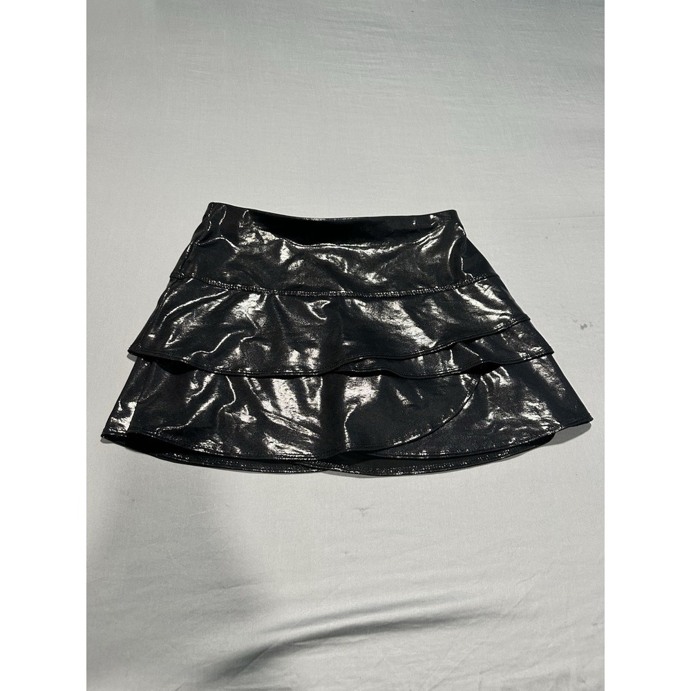 NWT Lucky In Love Black Metallic Scalloped Tennis Skirt/Skort M